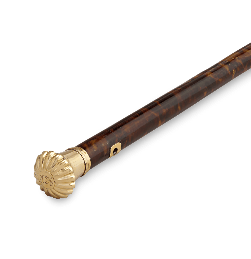 Tortoiseshell and Gold Knob Cane