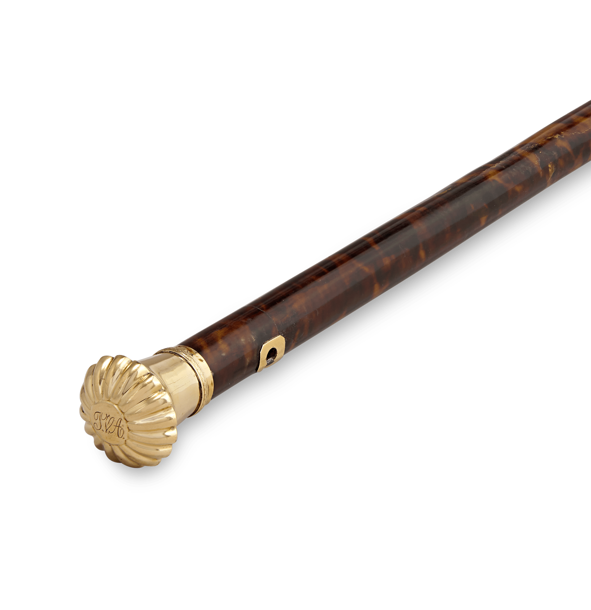 Tortoiseshell and Gold Knob Cane