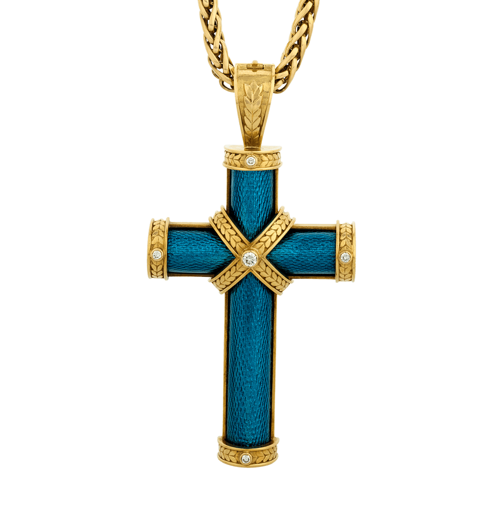 Diamond and Enamel Cross Pendant owned by Elizabeth Taylor