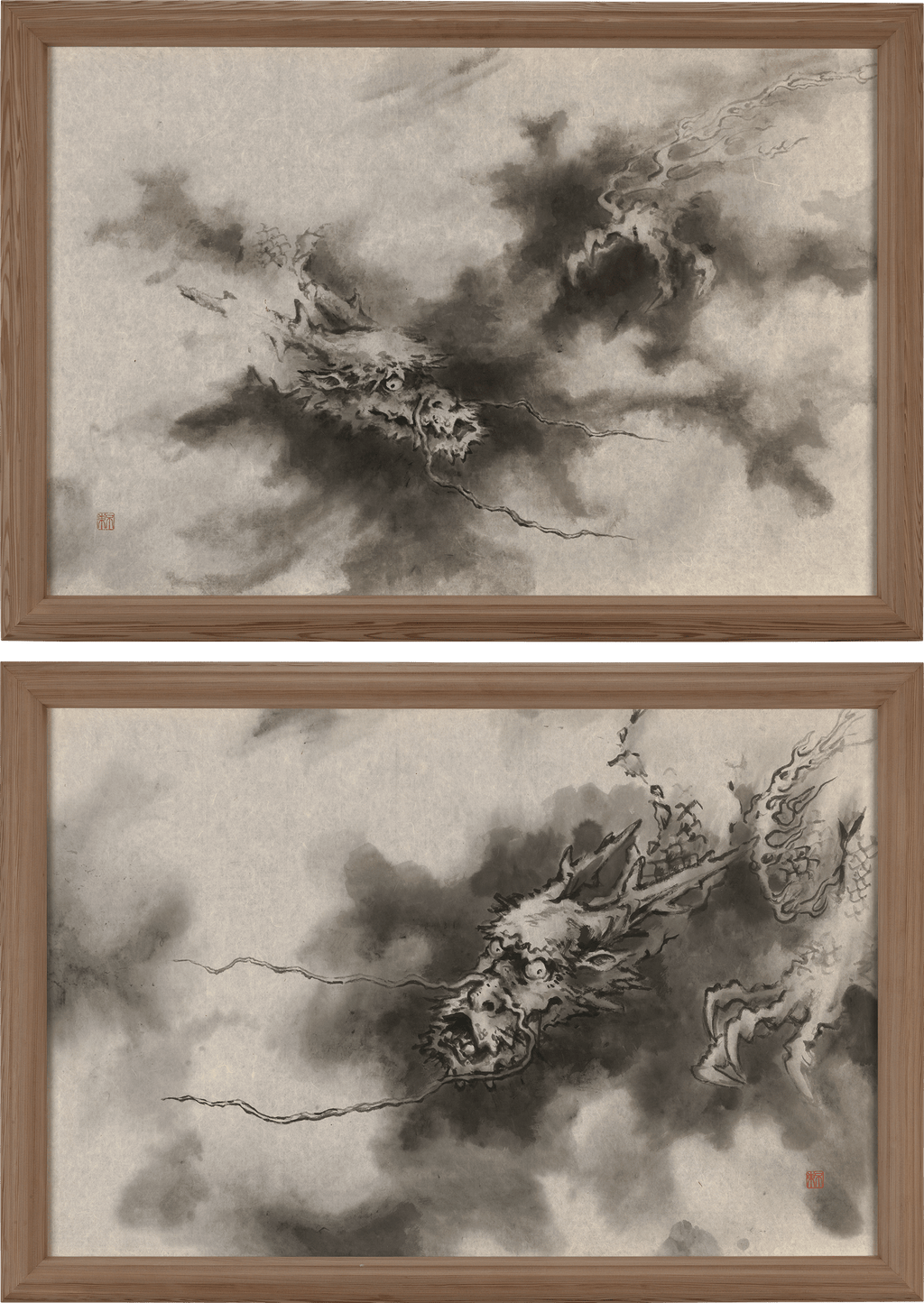 Pair of Dragons in Clouds by Prime Minister Morihiro Hosokawa