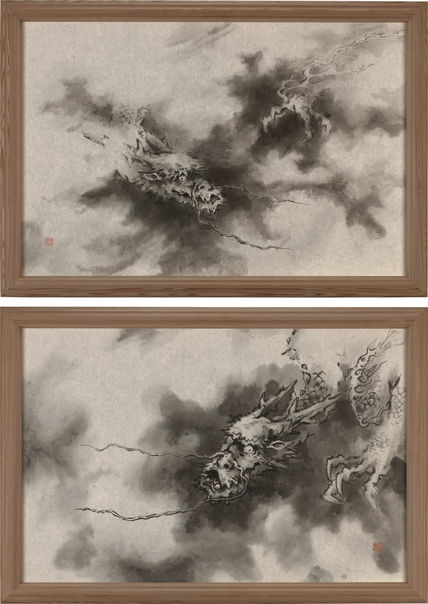 Pair of Dragons in Clouds by Prime Minister Morihiro Hosokawa