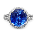 Brilliant Cut Ceylon Sapphire and Diamond Ring