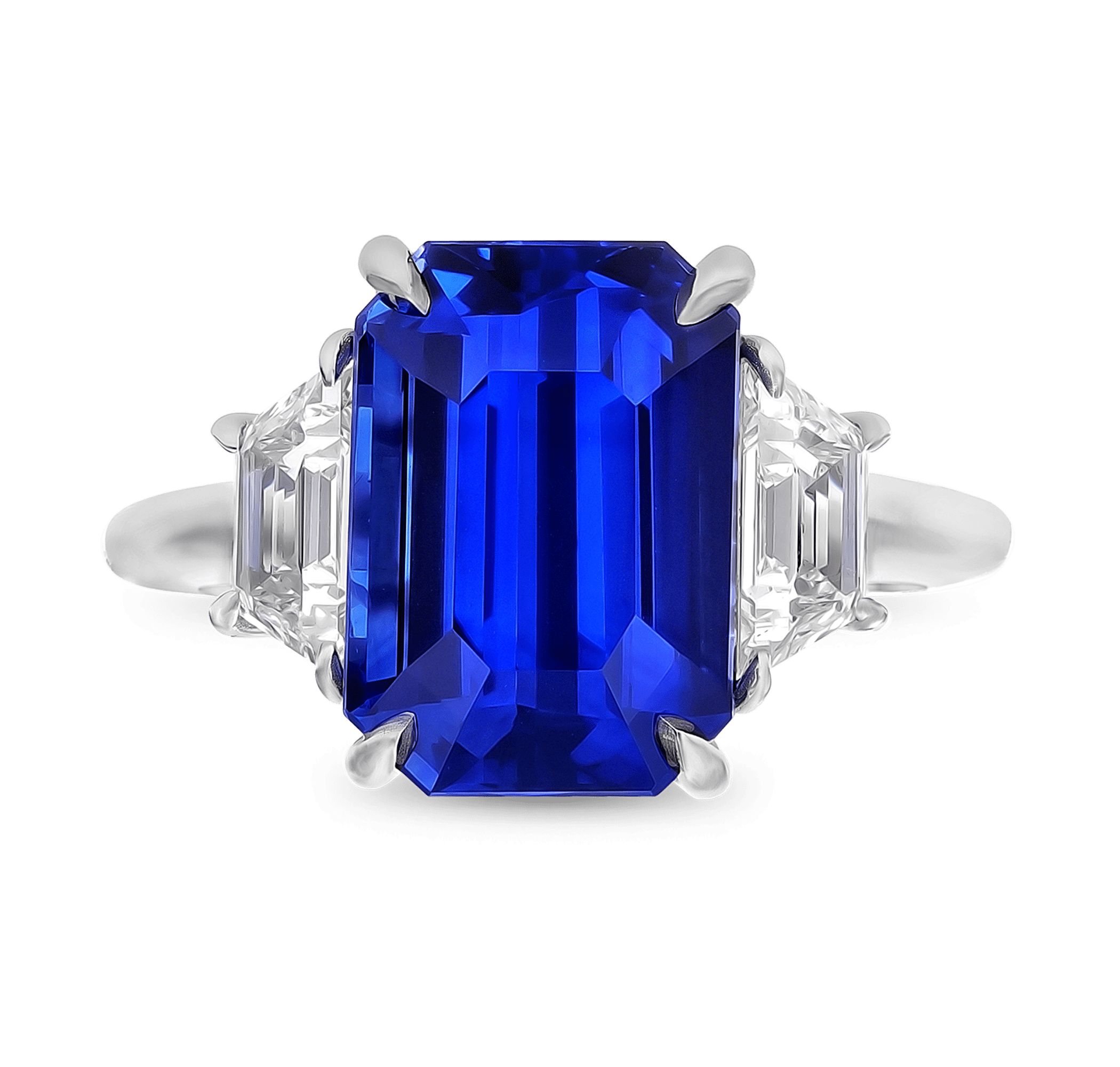 Emerald Cut Ceylon Sapphire Ring, 7.43 carats