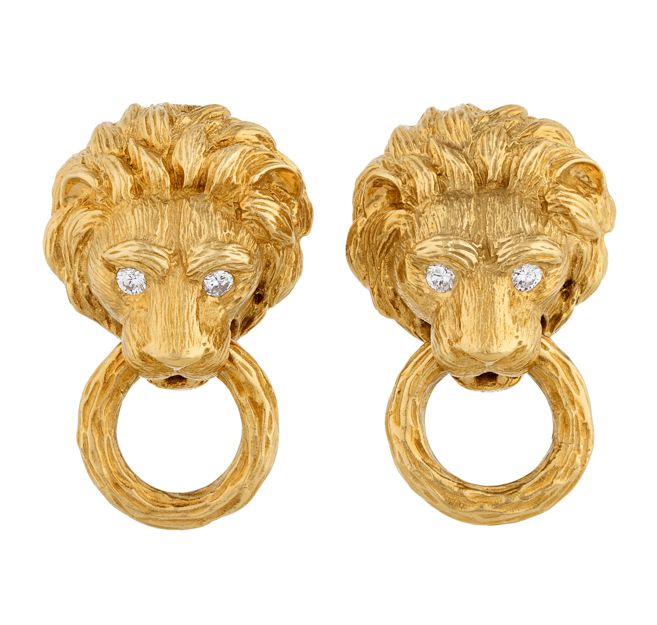 Van Cleef & Arpels Lion Earrings and Brooch Set, 2.10 carats
