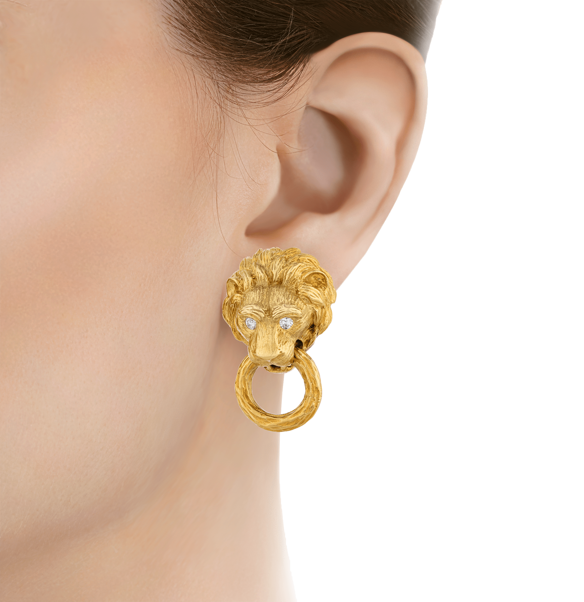 Van Cleef & Arpels Lion Earrings and Brooch Set, 2.10 carats