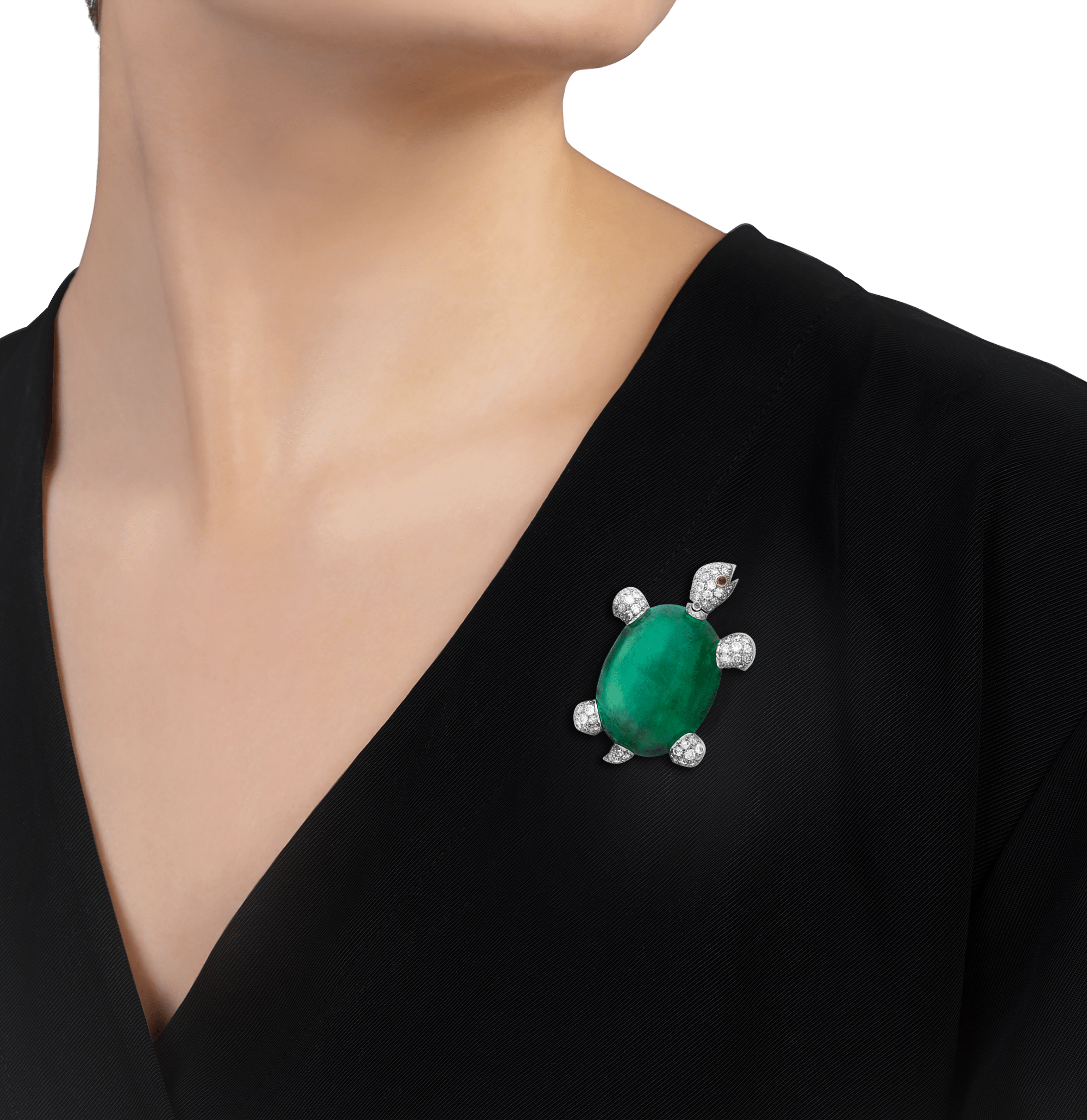 Van Cleef & Arpels Cabochon Emerald Turtle Brooch, 63.64 carats
