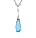 Art Deco Briolette Cut Aquamarine Pendant, 40.00 carats
