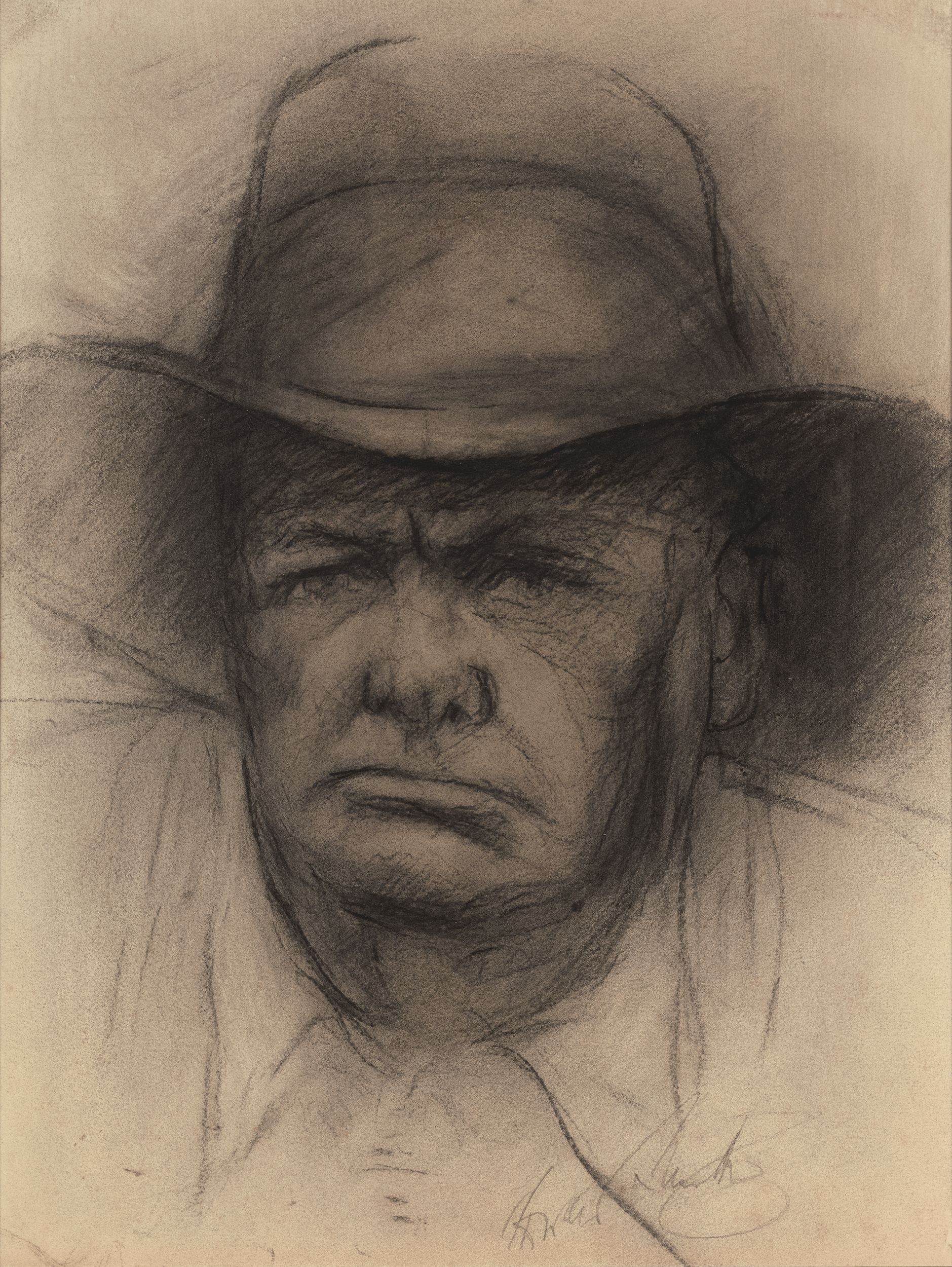 Charcoal Portrait of Sir Winston Churchill, Circa 1935