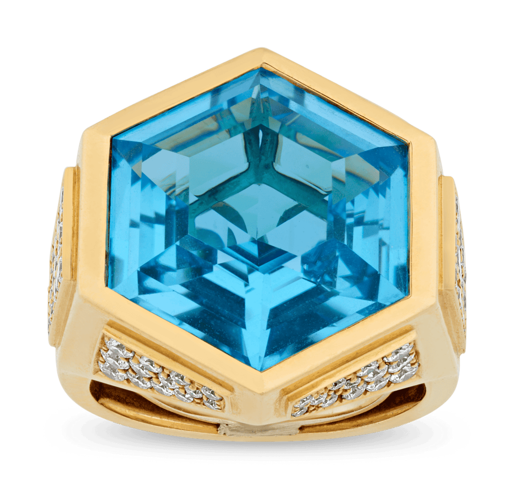 Marina B Blue Topaz Ring, 17.00 Carats