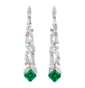 Muzo Emerald and Argyle Diamond "Ivy" Dangle Earrings
