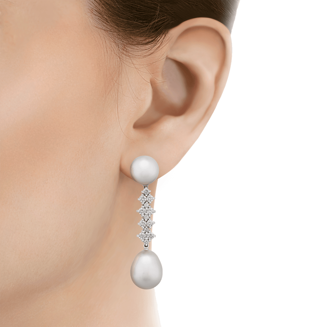 South Sea Pearl and Diamond Earrings
