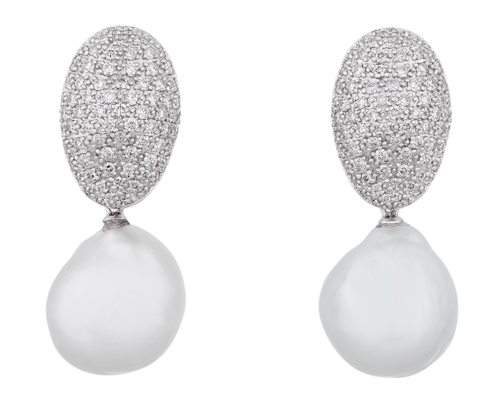 South Sea Pearl and Diamond Earrings