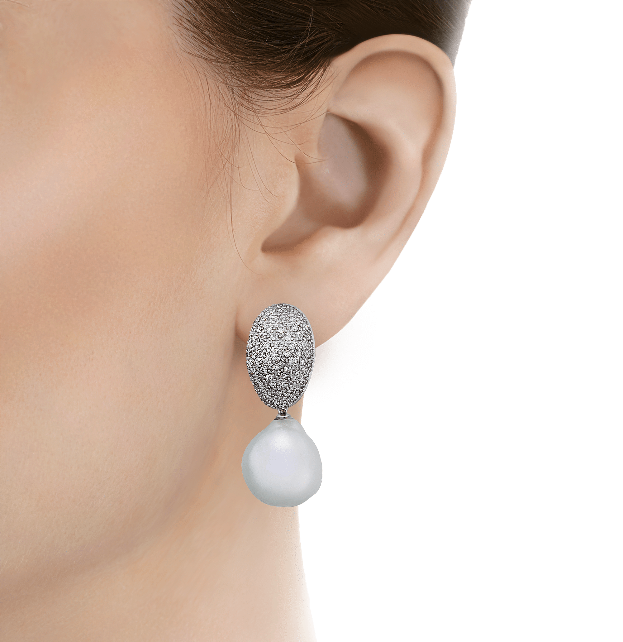 South Sea Pearl and Diamond Earrings