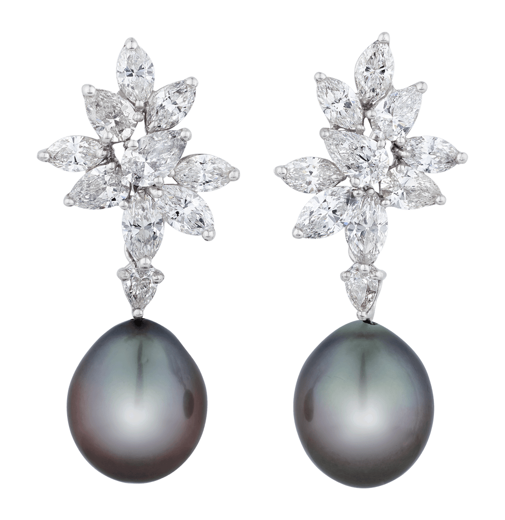 Tahitian Pearl and Diamond Earrings