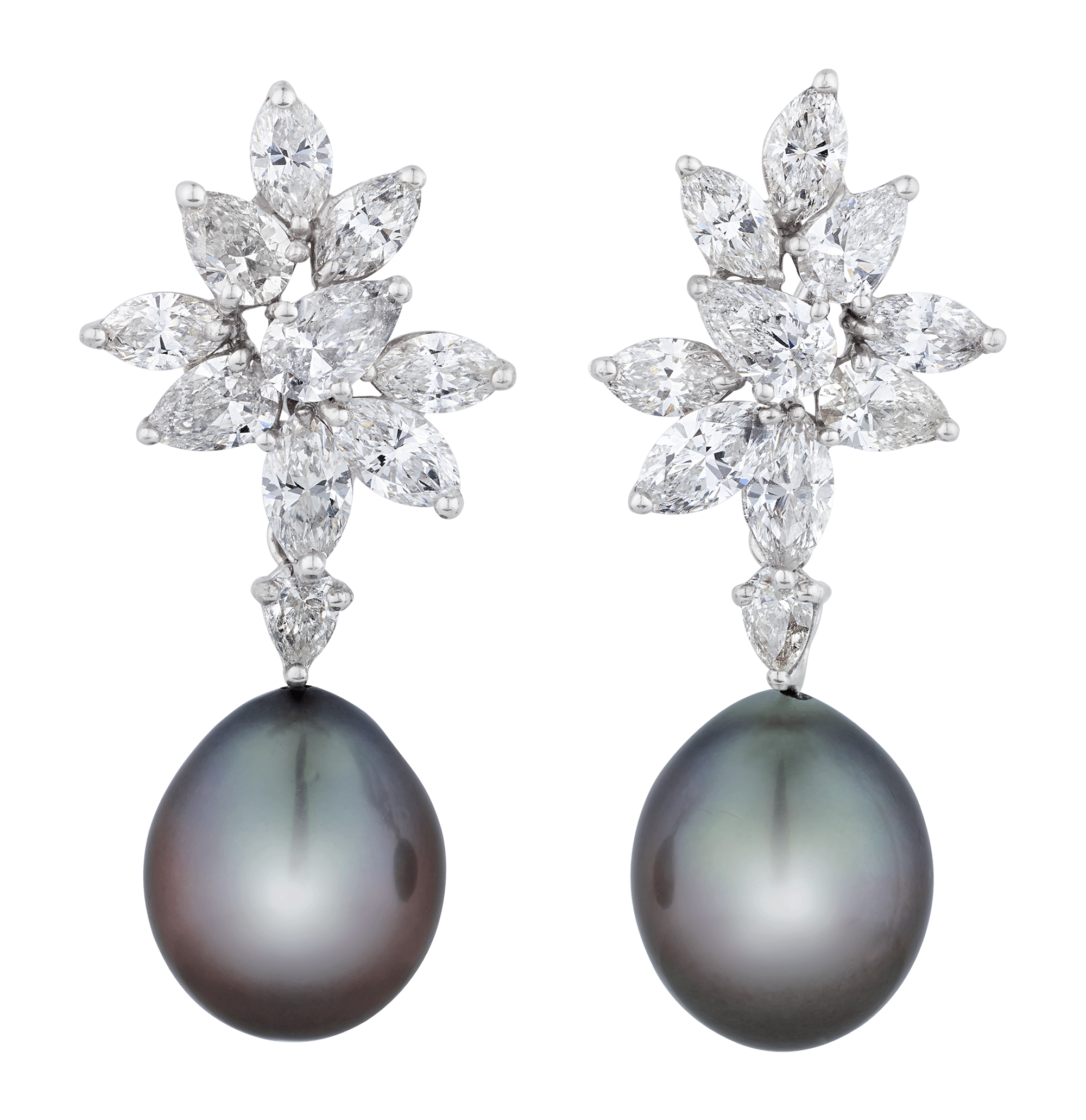 Tahitian Pearl and Diamond Earrings