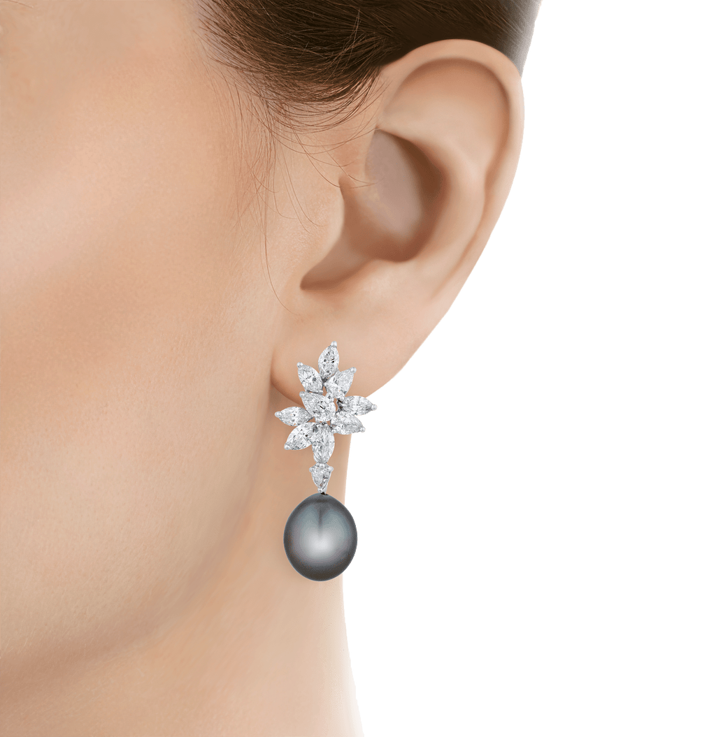 Tahitian Pearl and Diamond Earrings