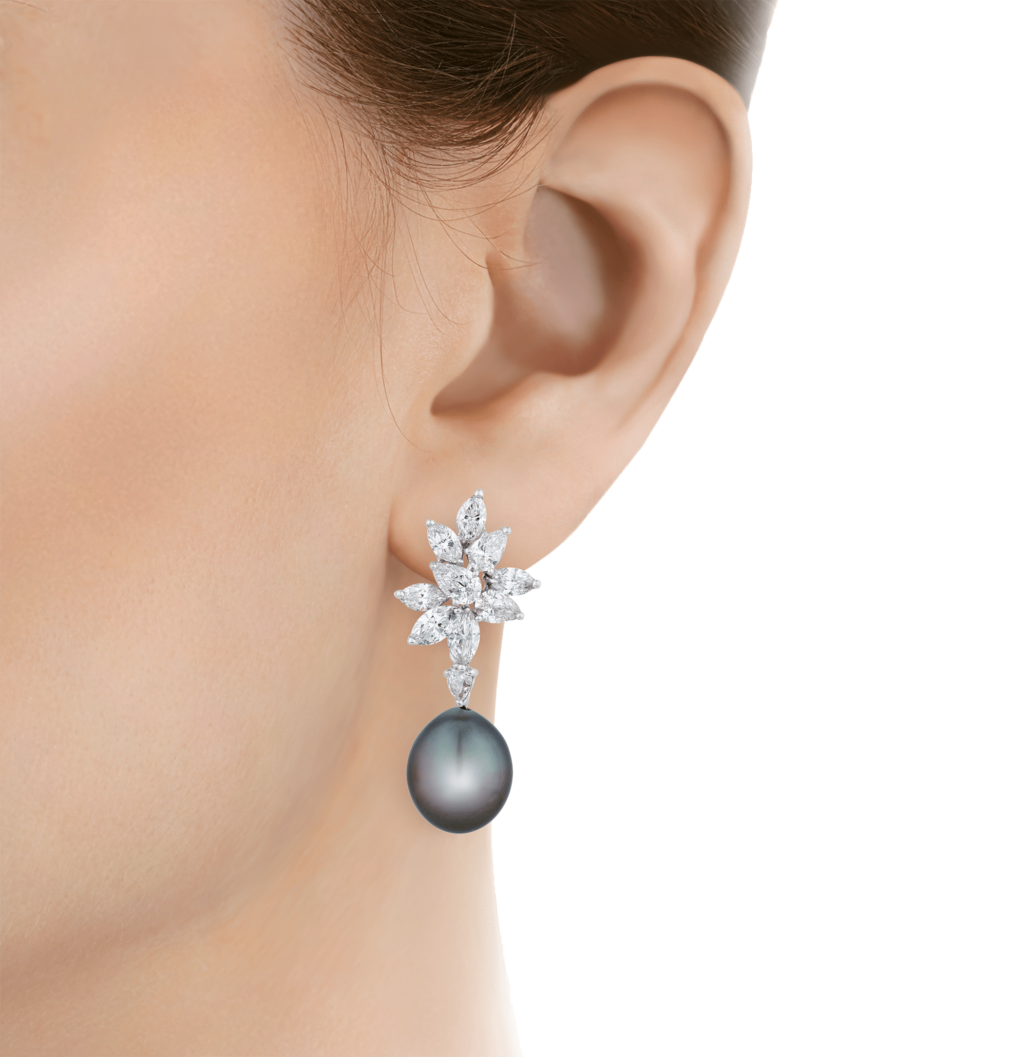 Tahitian Pearl and Diamond Earrings