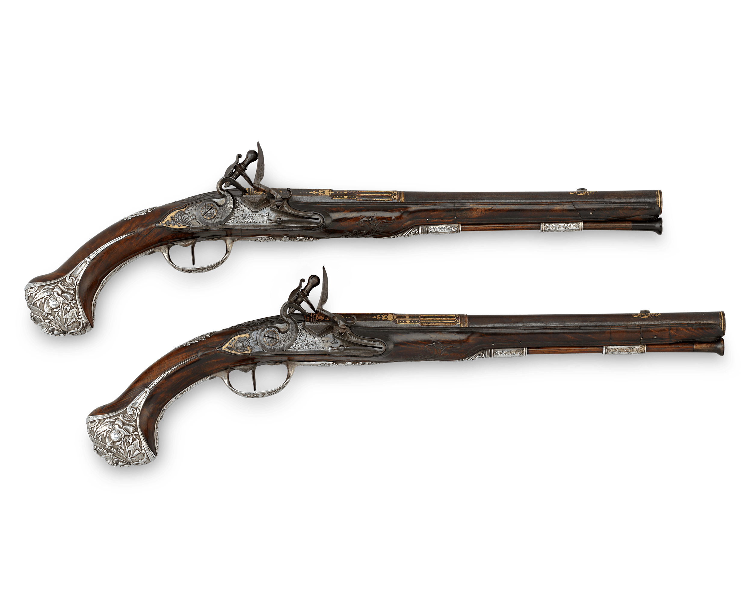 Pair of Silver-Mounted Flintlock Pistols for the Dauphin of France