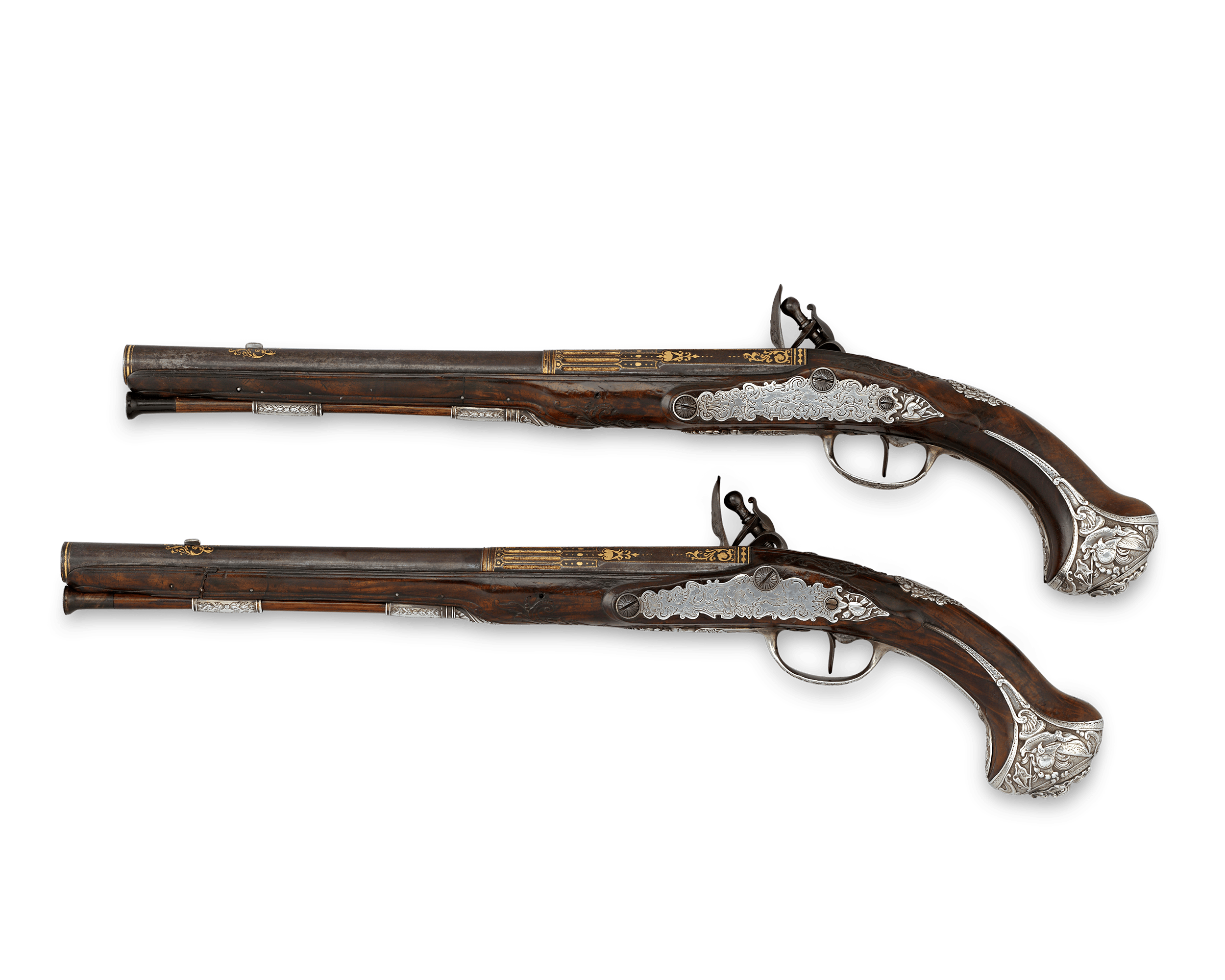 Pair of Silver-Mounted Flintlock Pistols for the Dauphin of France