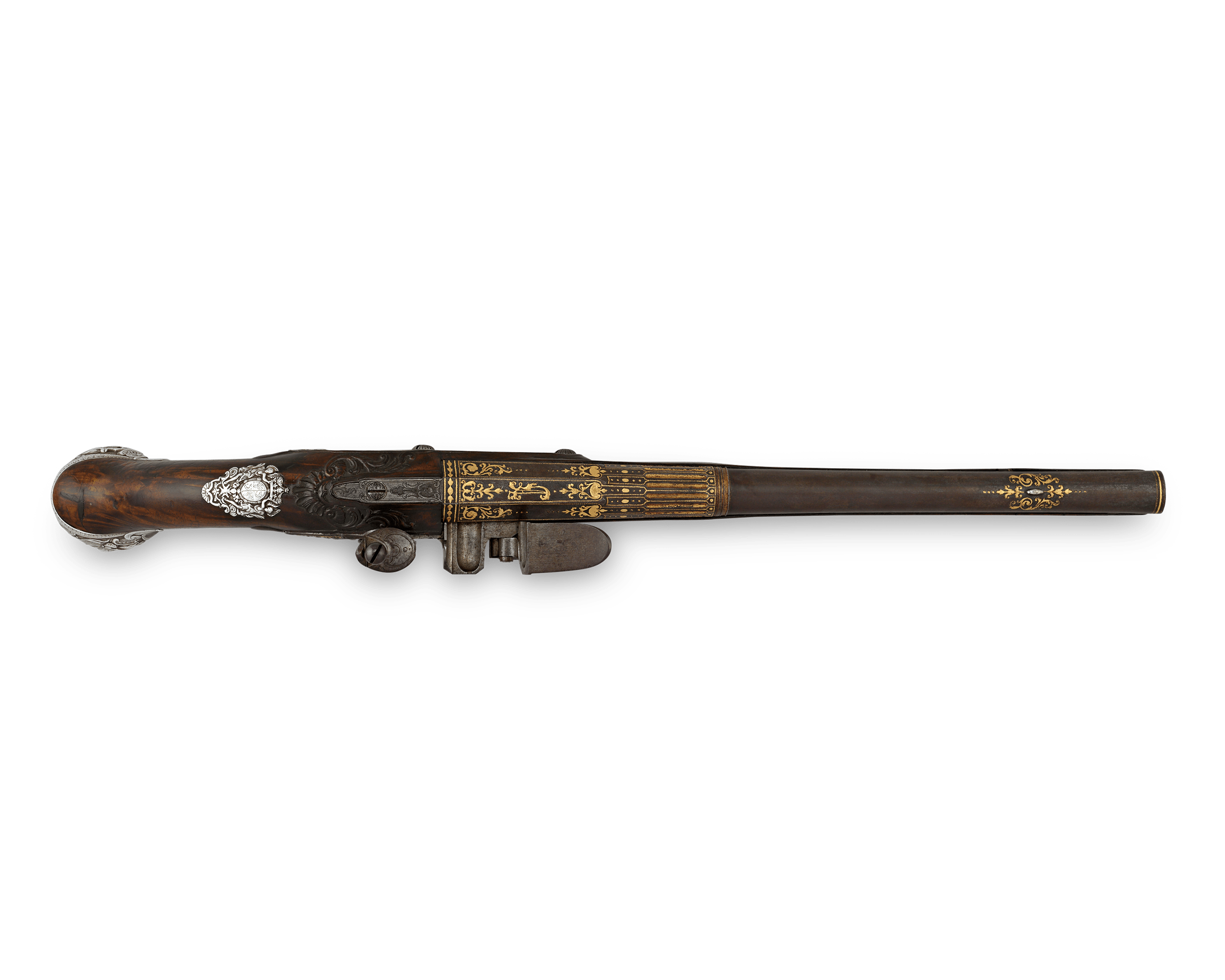 Pair of Silver-Mounted Flintlock Pistols for the Dauphin of France