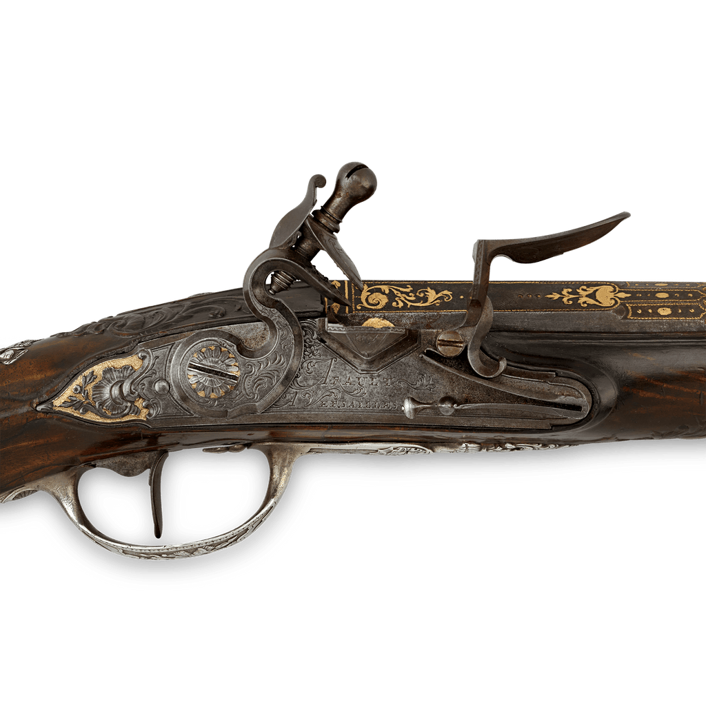 Pair of Silver-Mounted Flintlock Pistols for the Dauphin of France