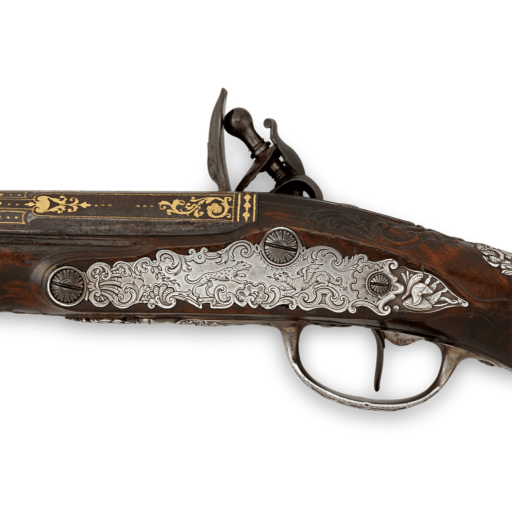 Pair of Silver-Mounted Flintlock Pistols for the Dauphin of France