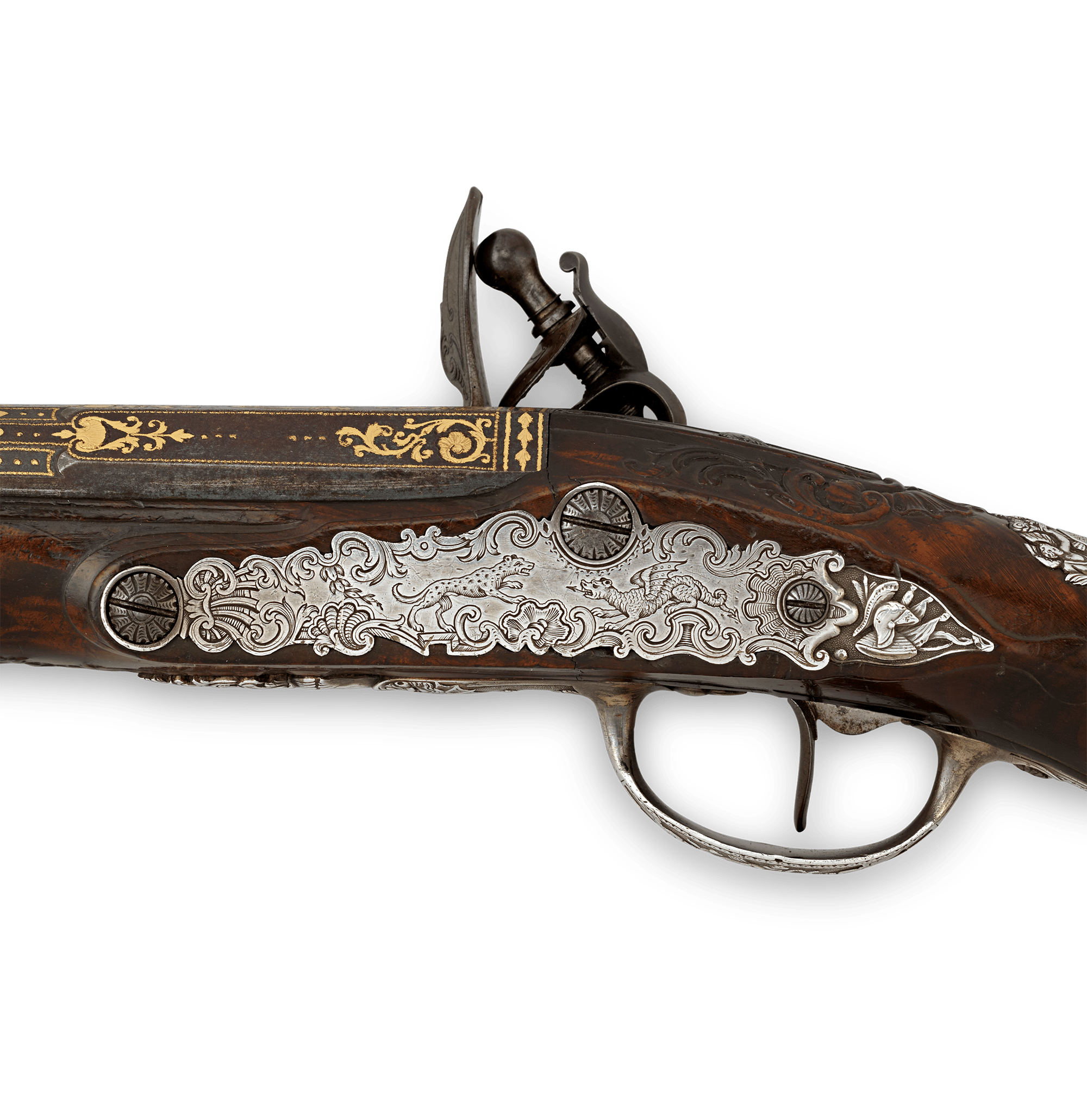 Pair of Silver-Mounted Flintlock Pistols for the Dauphin of France