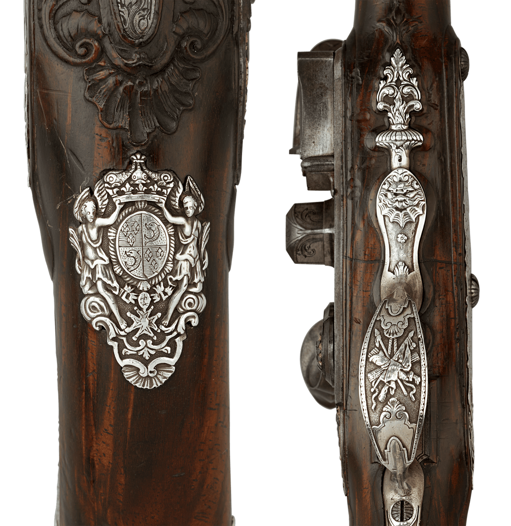 Pair of Silver-Mounted Flintlock Pistols for the Dauphin of France