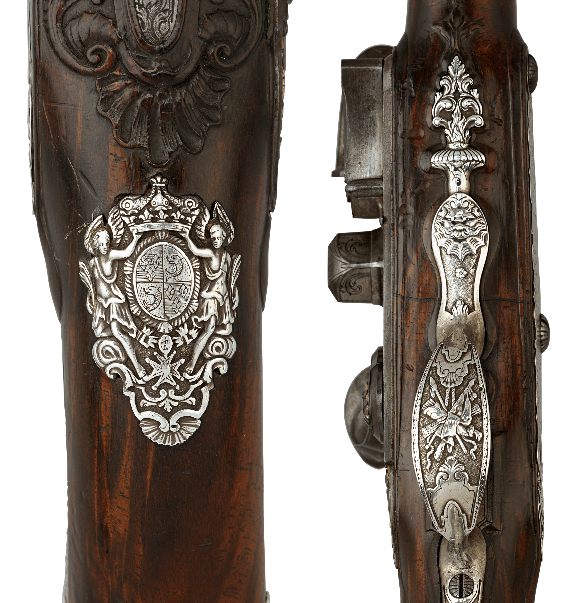 Pair of Silver-Mounted Flintlock Pistols for the Dauphin of France