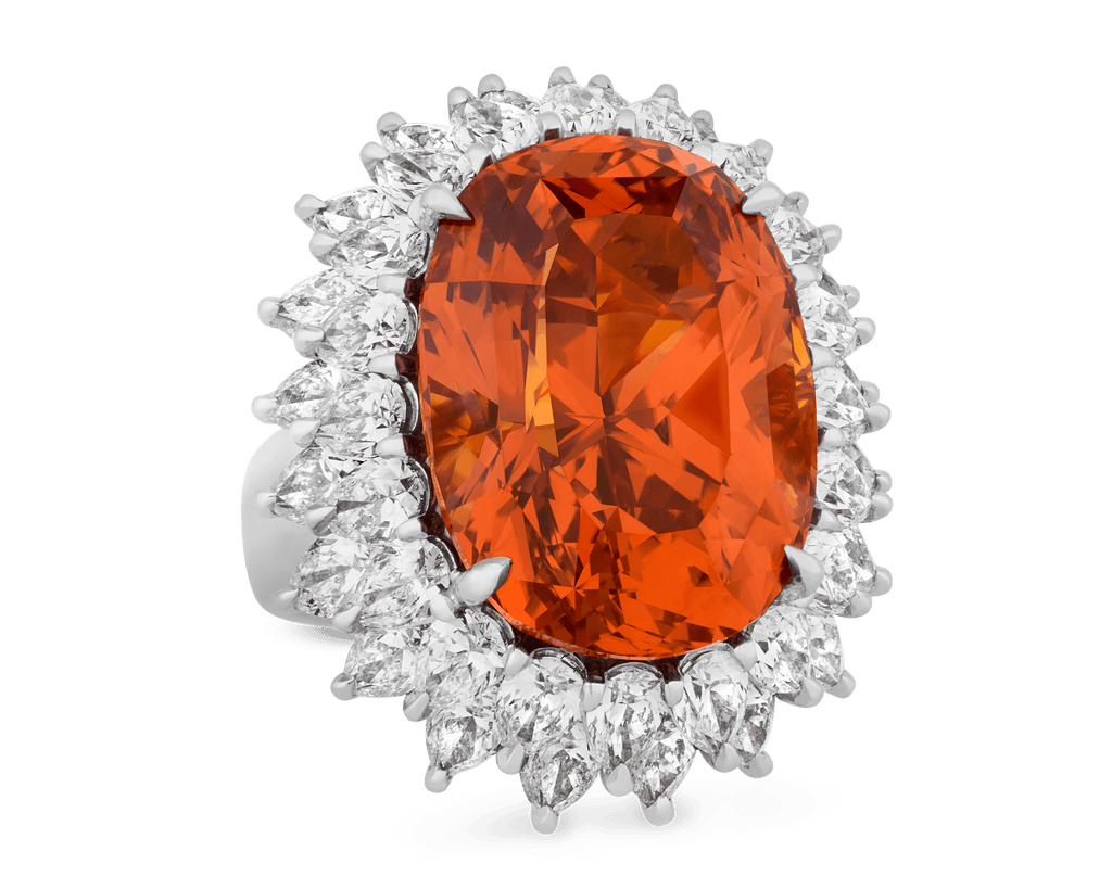Unheated Orange Sapphire Ring, 30.23 carats