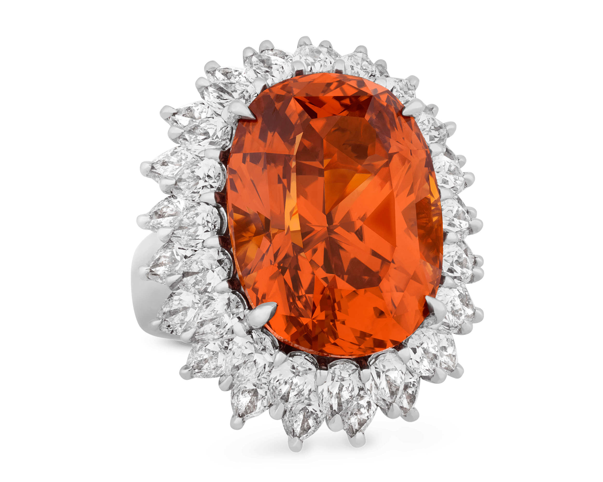 Unheated Orange Sapphire Ring, 30.23 carats