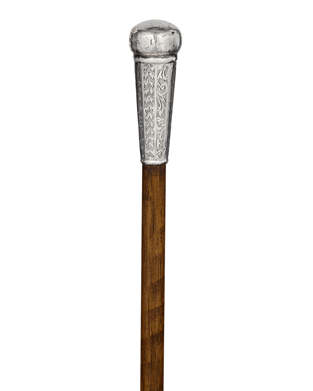 Engraved Silver Knob Cane