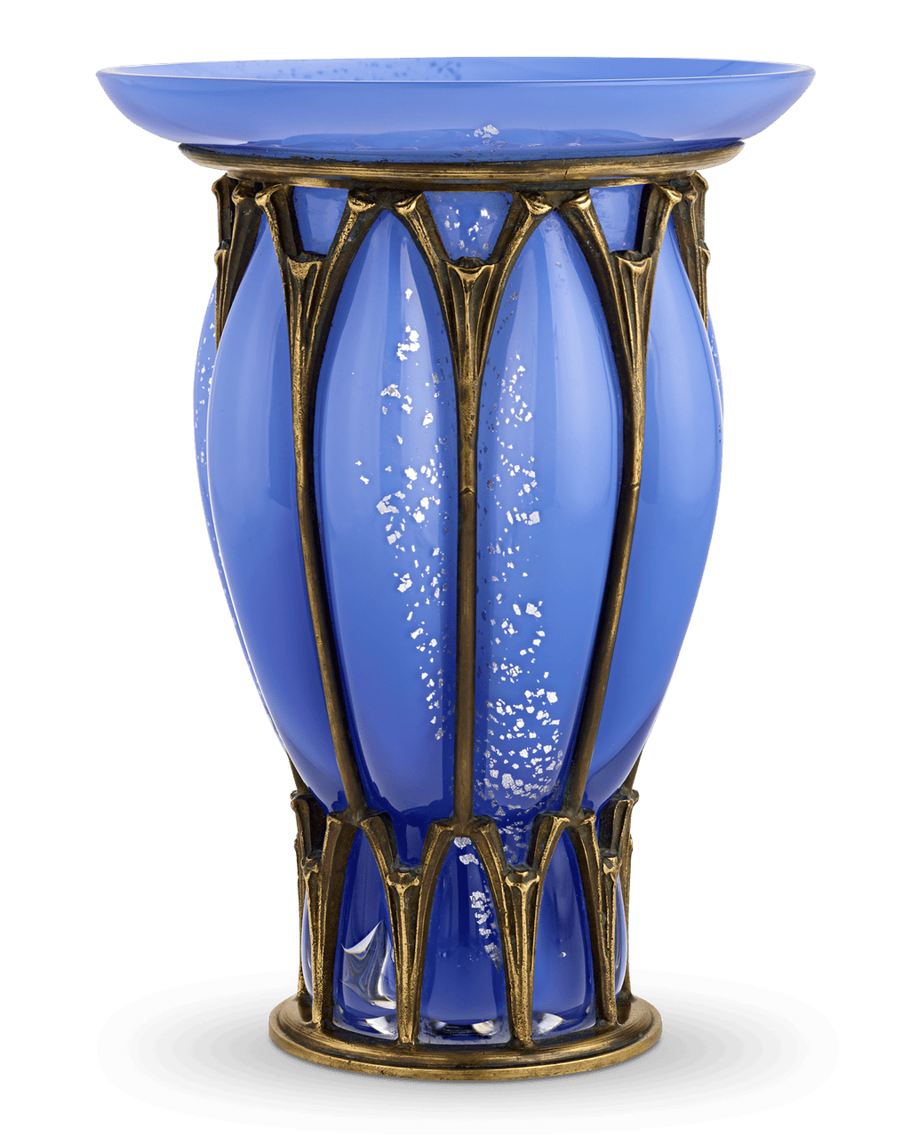 Daum Nancy and Majorelle Blue Glass and Iron Vase