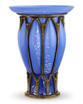 Daum Nancy and Majorelle Blue Glass and Iron Vase