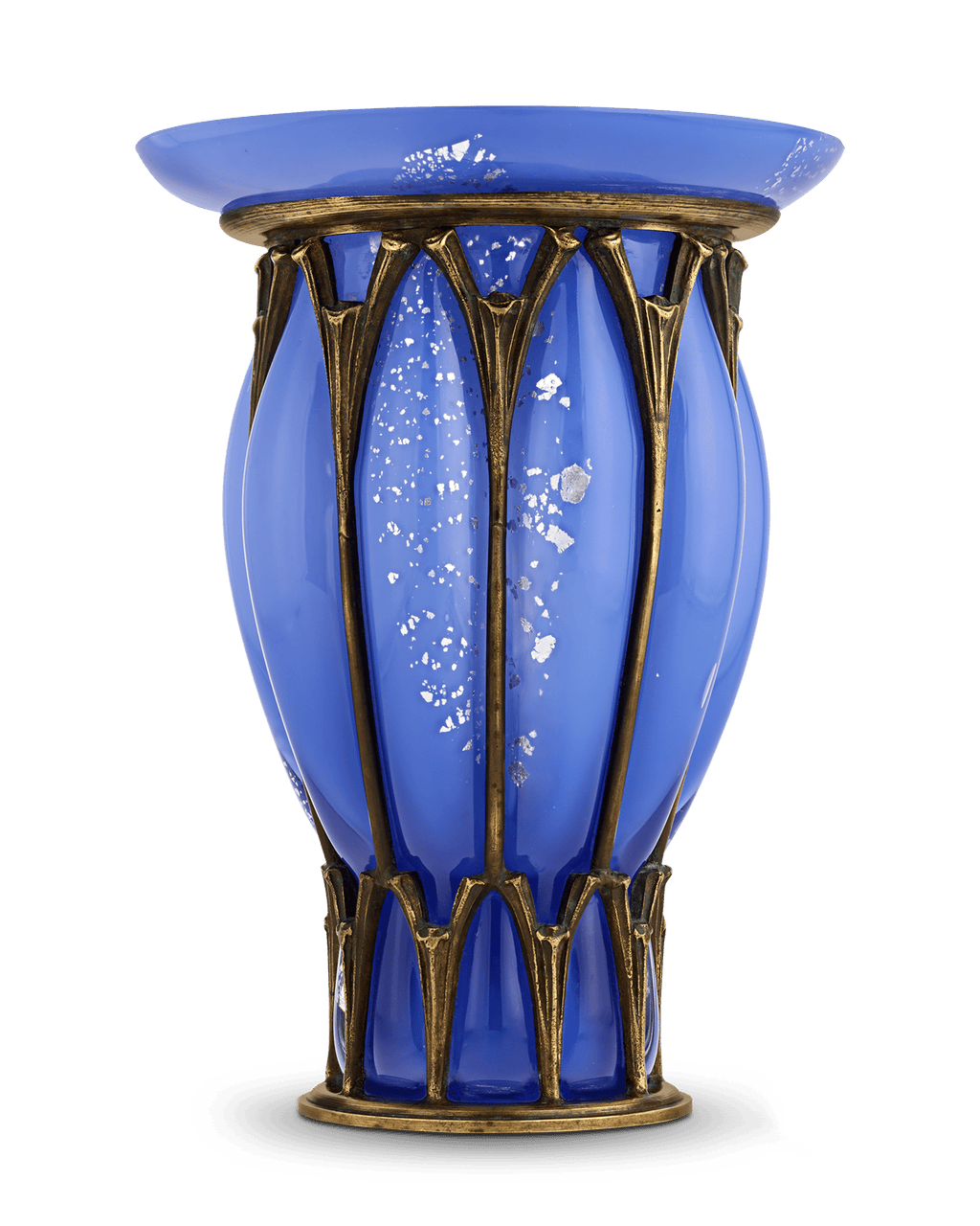 Daum Nancy and Majorelle Blue Glass and Iron Vase