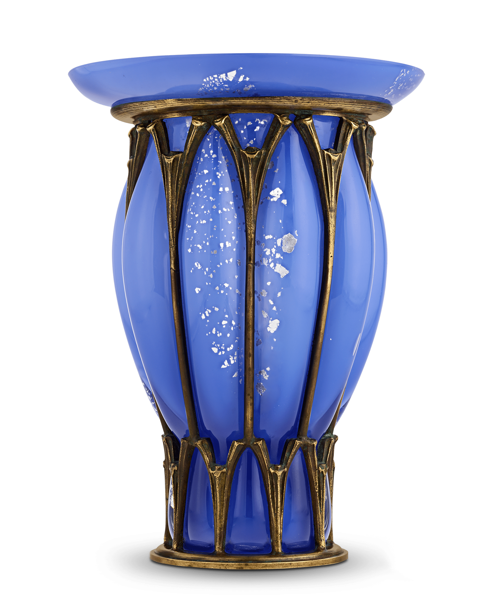 Daum Nancy and Majorelle Blue Glass and Iron Vase