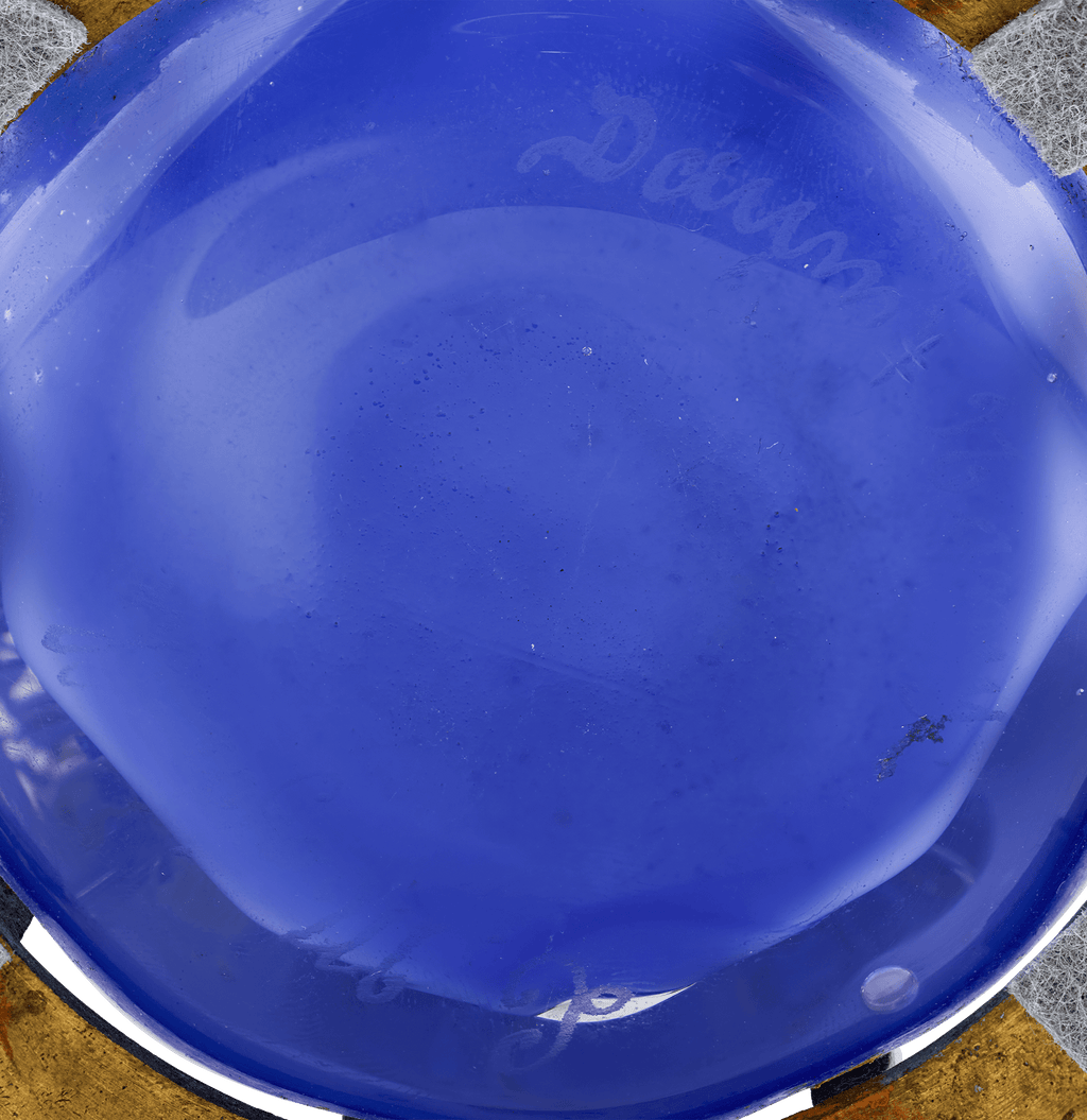 Daum Nancy and Majorelle Blue Glass and Iron Vase