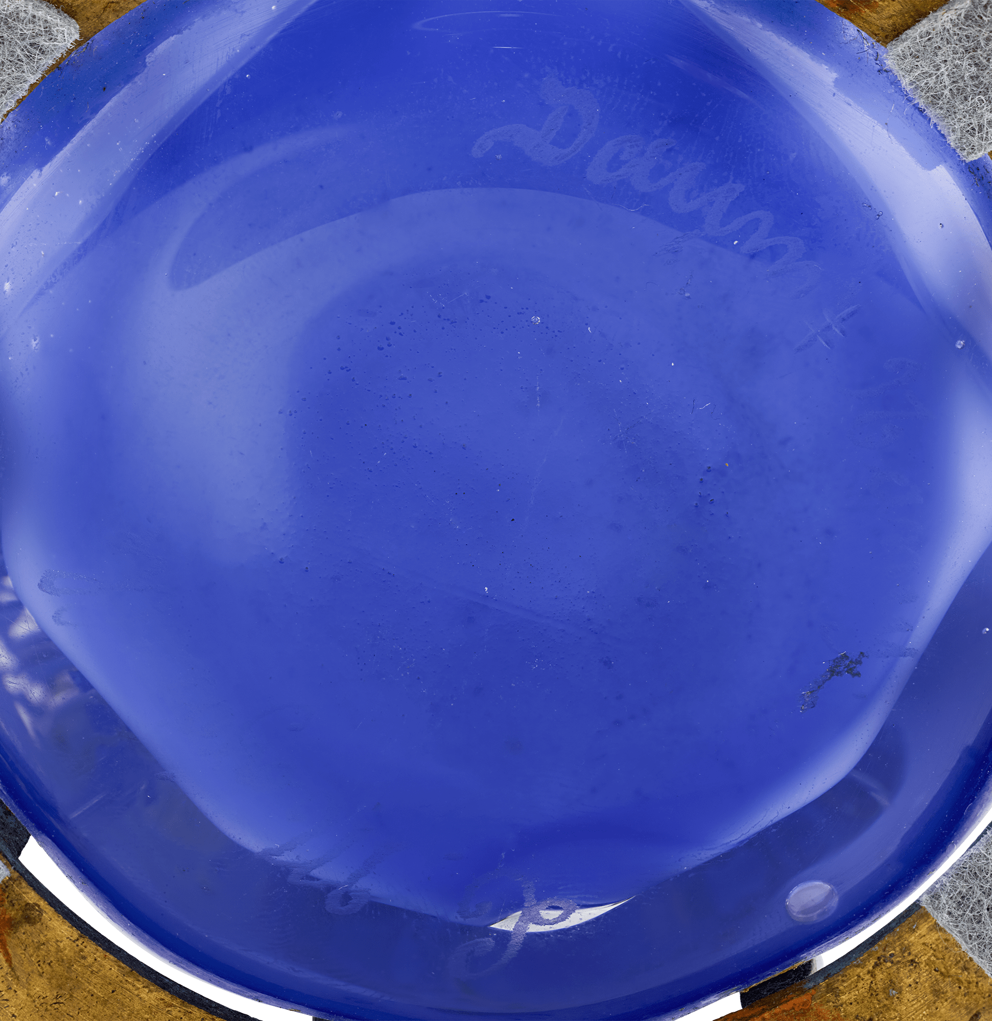 Daum Nancy and Majorelle Blue Glass and Iron Vase