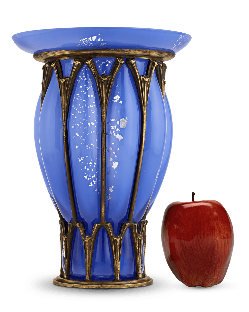 Daum Nancy and Majorelle Blue Glass and Iron Vase