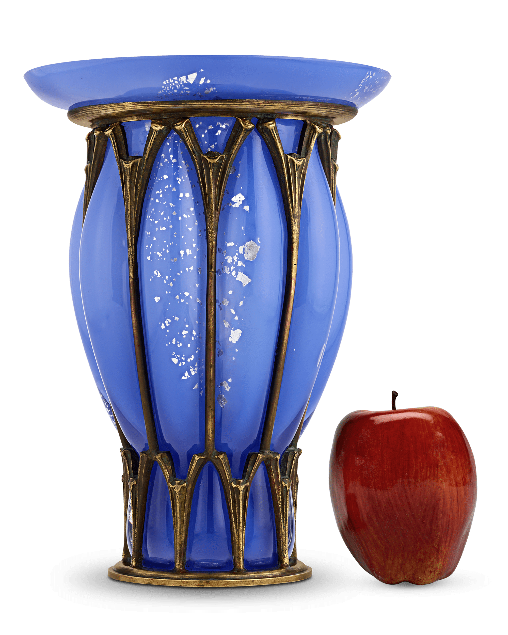 Daum Nancy and Majorelle Blue Glass and Iron Vase