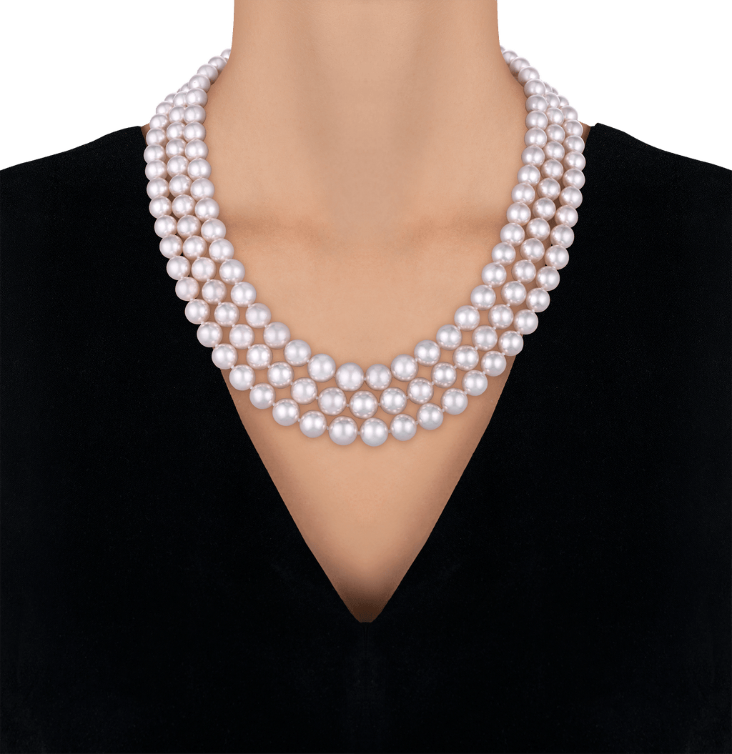 Triple Strand Akoya Pearl Necklace