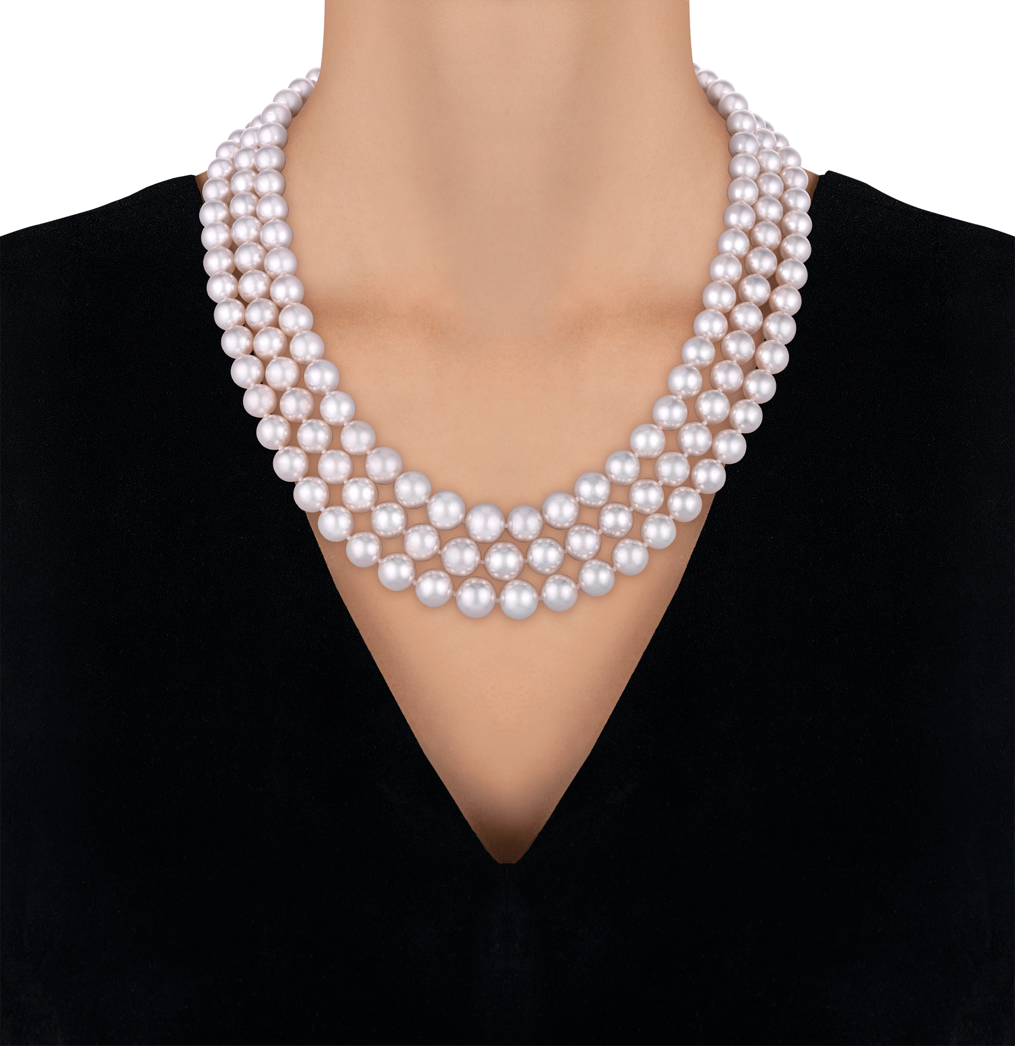 Triple Strand Akoya Pearl Necklace