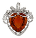 Belle Époque Madeira Citrine Heart Brooch