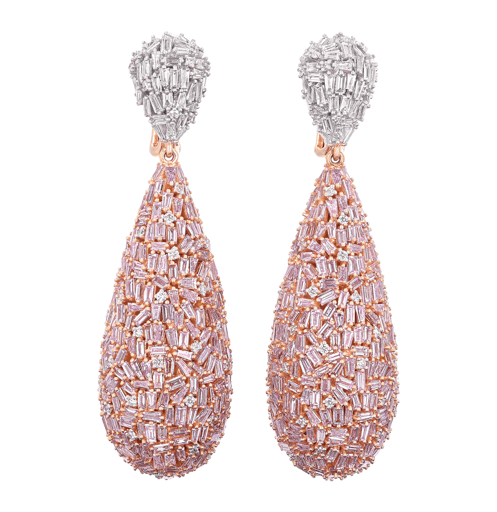 Salavetti Purplish Pink Diamond Earrings, 14.75 Carats