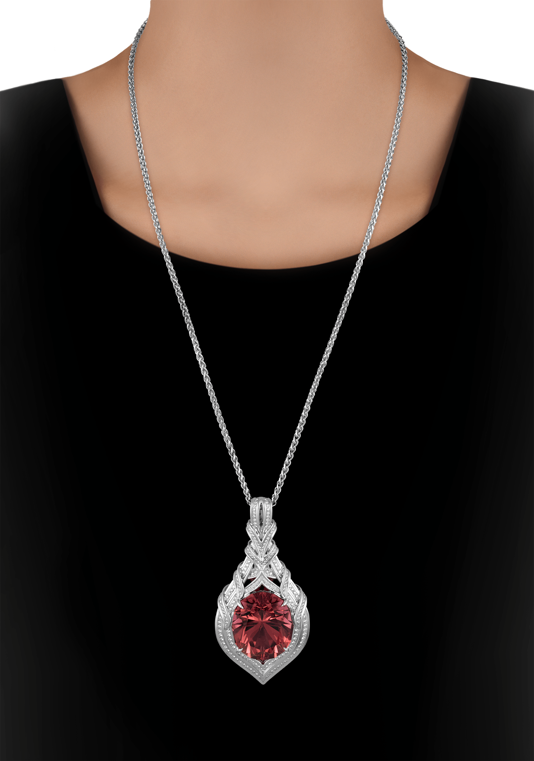 Kat Florence Neon Titanium Tourmaline Necklace, 64.20 carats