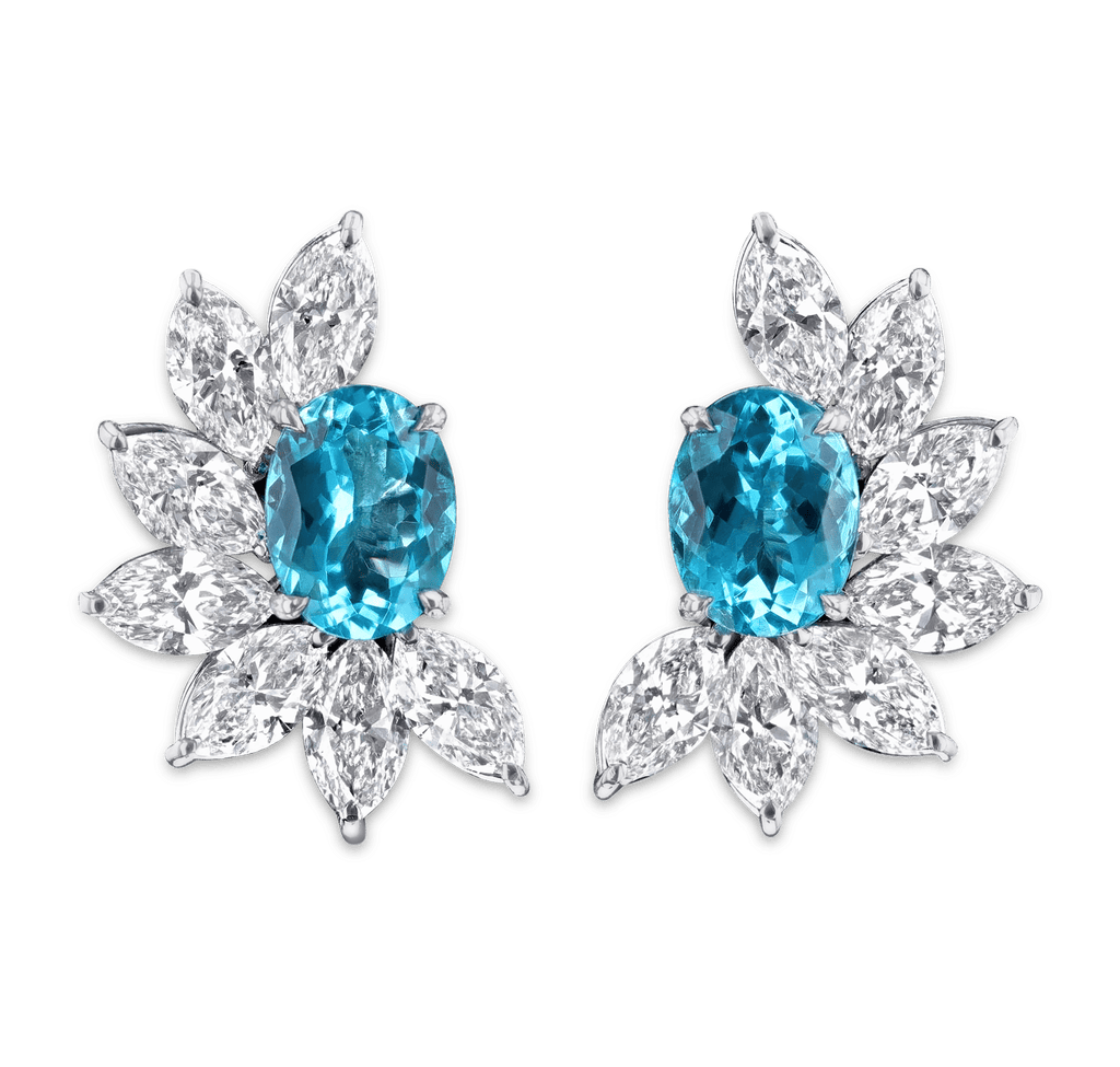 Untreated Brazilian Paraiba Earrings, 4.99 Carats