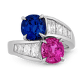 Unheated Pink and Blue Burma Sapphire Ring, 5.94 Carats