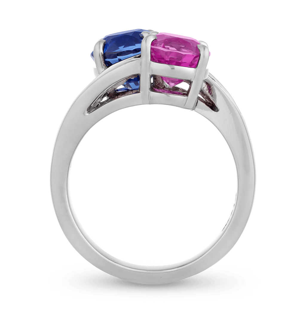Unheated Pink and Blue Burma Sapphire Ring, 5.94 Carats