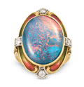Louis Comfort Tiffany Black Opal Ring, 5.50 carats