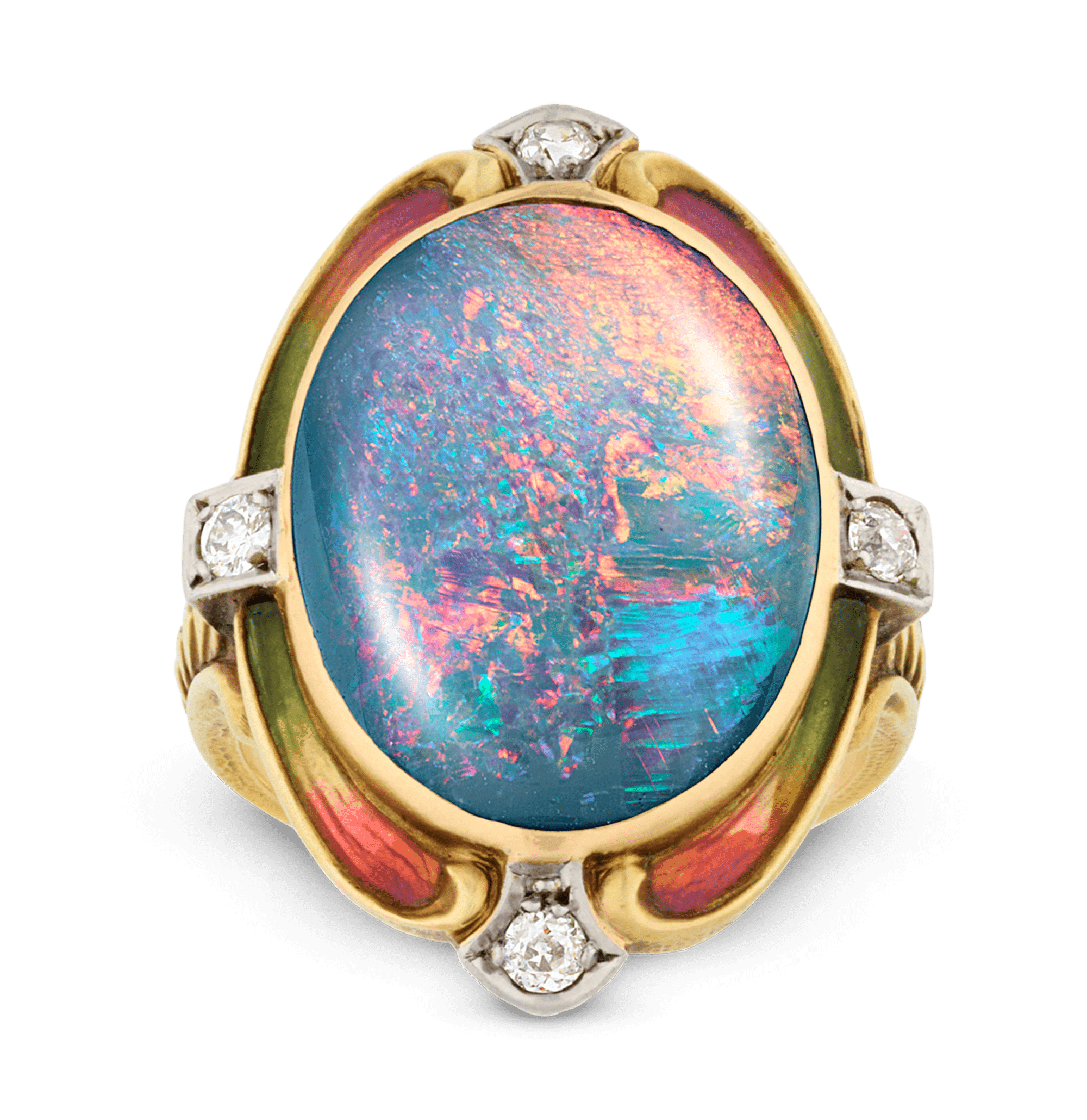 Louis Comfort Tiffany Black Opal Ring, 5.50 carats